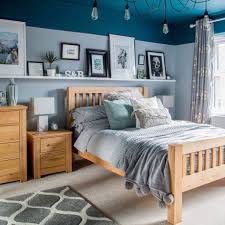 Make the duo work in your bathroom with a two tone wall. Blue Bedroom Ideas See How Shades From Teal To Navy Can Create A Restful Retreat In Any Home