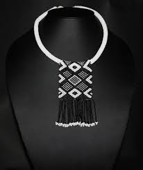 Black and white floral beading pattern. African Zulu Love Letter Choker Necklace Black White Floral Design Cultures International From Africa To Your Home