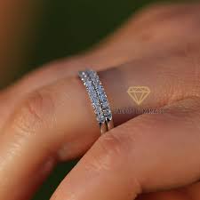 Stackable name ring, dainty name ring in 14k yellow gold, rose gold, or white gold personalized gold ring, mom ring, stacking ring. Wedding Bands Women Solid 14k White Gold Set Of 2 Half Etsy