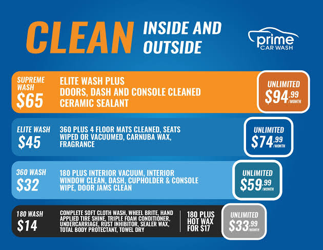 Car wash services | Prime Car Wash Jacksonville (Beach)