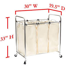 Soho market nylon strap hamper. Seville Classics Laundry Hamper Sorter Cart Mobile Premium 3 Bag Heavy Duty Chrome Pricepulse