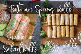 The presence of the egg gives the egg roll a sturdier and fatter texture whereas spring rolls have a thinner texture and they feel lighter and crispier when fried. Spring Roll Vs Summer Roll What S The Difference
