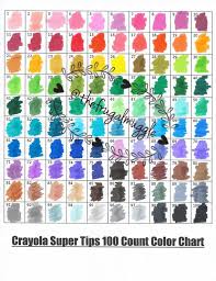 Crayola 100ct Super Tips Color Swatch Page Color Swatches