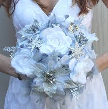 Dramatic Winter Wonderland Feathers Flowers Bridal Bouquet White Silver Snowflake Bling Wed Winter Wedding Bouquet Silver Winter Wedding Blue Wedding Bouquet