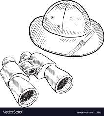 Doodle Safari Hat Binoculars Vector Image On Vectorstock Safari Hat Safari Colouring Pages