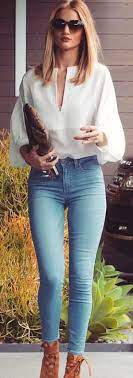 What To Wear With Jeans Clutch Plus White Blouse Plus Brown Lace Up Heels Outfits Stylish Business Outfits Casual Style Outfits Summer Work Outfits