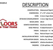 SUPER PREMIUM PRODUCT - Remarkable SPC Series - Dome Oak - 9" x 72" Rigid  Core Waterproof Flooring with Attached Pad - REM005 SQFT Price : 3.99