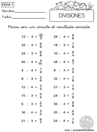 Ficha 1 2 Y 3 De Ejercicios De Divisiones En Las Que El Estudiante Debera Rodear Con Un Circulo El Resulta Ejercicios De Divisiones Divisiones Primaria Fichas
