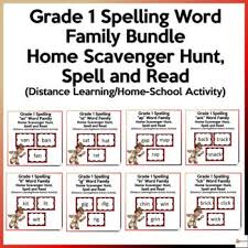 Distance Learning Grade 1 Word Family Spelling Home Scavenger Hunt Mega Bundle In 2020 Word Families Distance Learning Spelling Words