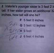 Inches to feet how to convert feet to inches. Valerie S Younger Sister Is 3 Ft 2 In Tall If Her Sister Grows An Additional 32 Inches How Tall Brainly Com
