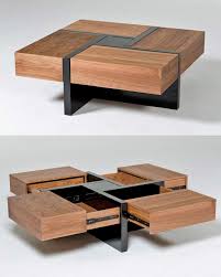 This Beautiful Wooden Coffee Table Has 4 Secret Drawers That Make For A Really Cool Design In 2020 Coffee Table Wood Coffee Table With Drawers Coffee Table Square