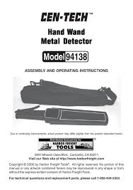 This type of ground produces a. Harbor Freight Tools 9 Volt Metal Detector Wand User Manual Manualzz