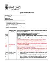 Ten ways to untwist your thinking: Cognitive Distortions Doc Cognitive Distortions Worksheet Name Catherine Horner 1 Read Chapter 3 In The Course Textbook 2 Complete The Table Below Course Hero