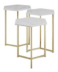 Hewson Set Of 3 Glam Nesting Side End Tables Gilt In 2020 Nesting Tables Wood Nesting Tables Saracina Home