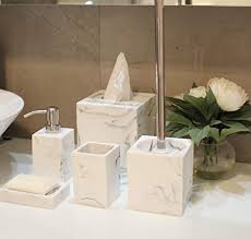 Kurrajong Farmhouse Elegant 5 Piece Bathroom Accessories Set Marble Bathroom Decor The Bathroom Set Has Tissue Box Farmhouse Goals