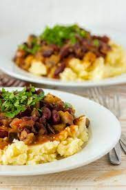 Eggplant And Kidney Bean Stew Slavic Vegan Recipe Recipes With Kidney Beans Meat Free Recipes Kidney Stew Recipe
