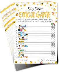 Check spelling or type a new query. Amazon Com Baby Shower Games Emoji Pictionary Baby Shower Game Pack Of 50 With Answer Sheet Fun Guessing Game For Boy Or Girl Baby Shower Coed Baby Shower Gender Neutral