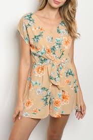 Papermoon Taupe Floral Romper From Kansas By Twill Trade Shoptiques