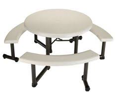 Lifetime Round Picnic Table 2127 22127 44 In Almond Top Swivel Benches Plastic Picnic Tables Folding Picnic Table Round Picnic Table