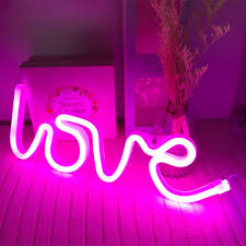 Pink Love Night Lights Led Neon Signs Usb Battery Wall For Home Decor Bedroom Ebay