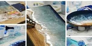 Resin Ocean wave pour on a cheese board workshop