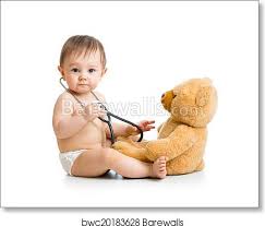 Cute names for baby boys should not just define a child's individuality; Cute Baby Boy Weared Diaper With Stethoscope And Toy Art Print Barewalls Posters Prints Bwc20183628