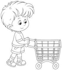 Boy With A Shopping Trolley Cute Coloring Pages Bird Coloring Pages Disney Coloring Pages