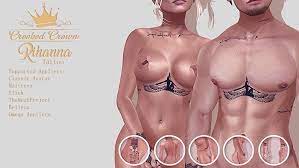 Rihanna has a discrete taste for tattoos and she as you may know, rihanna has already had 14 tattoos put on her body that run from her to toe. Second Life Marketplace Cc Rihanna Tattoo Classic Mesh Avatars