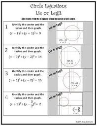 Lie Or Legit Equation Of A Circle Secondary Math Classroom Equation Secondary Math