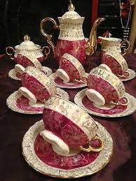 Vintage Bone China Rich Pink Gold Chintz Flowers 15 Piece Demitasse Coffee X2f Tea Set Dainty But Not Mini Tea Sets Vintage Vintage Tea Porcelain Tea Set