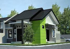 Pilihan batu alam dan cat berwarna merah maroon memberi nuansa glamour untuk hunian ini. Desain Rumah Minimalis Dua Muka Cek Bahan Bangunan