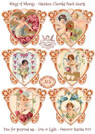 I love free printables, but my best. Wings Of Whimsy Valentine Cherubs Hearts Peach Vintage Ephemera Freebie Printable Val Vintage Valentines Valentines Printables Valentines Printables Free
