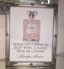 Chanel No5 Glittered Perfume Bottle Finished Off With Added Crystals And Quote Made Very Famous By Marilyn Monr Chanel Decor Marilyn Monroe Bathroom Chanel No5