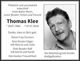 Traueranzeigen von Thomas Klee