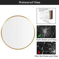 Diameter) by stylewell (24) medium round natural hooks classic mirror (24 in. Pexfix 30 In X 30 In Modern Style Round Mirror Aluminum Framed Gold Shatter Proof Accent Mirror Wall Mirror Us Yj30mt001 Gl The Home Depot