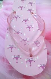A light sandal, typically of plastic or rubber, with a thong between the big and second toe. Accessories Of Old Decorating Flip Flops With Ribbon