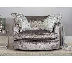 Marilyn Large Crushed Velvet Cuddle Twister Chair Silver Grey Crushed Velvet Living Room Velvet Decor Velvet Living Room