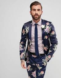 Black And White Floral Suit Harry Styles Asos Wedding Super Skinny Suit Jacket With Navy Floral Print For Men Menswear Shopping Affiliate Menssu Floral Suit Men Floral Suit Jacket Wedding Suits Men