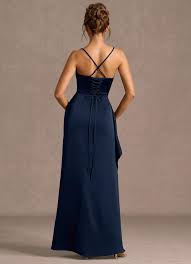 Thora Navy Open Back Prom Dress | Azazie