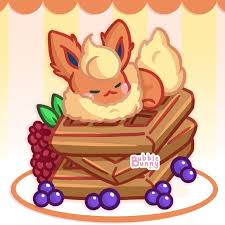 Espeon is #196 in the pokedex. Bubblebunny On Instagram Eeveelution X Sweet Treats Series Flareon Here S Flareon With Some Waffles And Fruits Pokemon Pokemon Art Eevee Evolutions