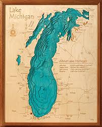 Lake Beulah In Walworth Wi 3d Map 24 X 30 In Laser Carved Wood Nautical Chart And Topographic Depth Map