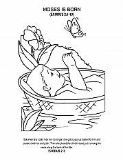 This coloring sheet shows moses striking the rock as commanded by god. Baby Moses By The River Sermons4kids Com Sermons4ki