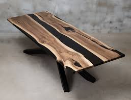 Personalized Live Edge Table Made Of European Walnut Wood Black Resin Table With Metal Leg Unique Epoxy Table Conference Table For Office Resin Table Live Edge Table Wood Resin Table