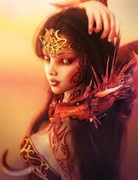 Dragon Girl With Tattoos Portrait Fantasy Art By Shibashake Fantasy Art Girl Tattoos Female Dragon