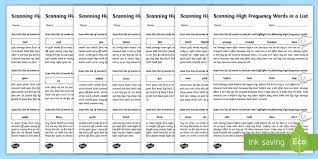 Learn vocabulary, terms and more with flashcards, games and other study tools. High Frequency Words In A List Scanning Worksheet