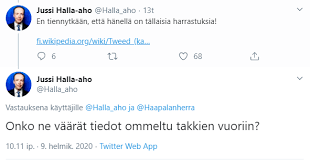 Finlandiya parlamentosu 2011'den 2014'e ve yine 2019'dan beri ve finler partisi 10 haziran 2017. Dmitry Gurbanov Twitter àªªàª° Jussi Halla Aho Jatkaa Vittuilua Random Kansalaisille Nyt Kirjoitusvirheista Mutta Sanoo Jotain Negatiivista Halla Ahosta Niin Paaset Persujen Ja Kokoomuslaisten Haukumiseksi Yksi Saantoa Persuille Ja Toinen Kaikille
