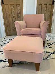 This exceptionally comfortable set comprising of an armchair and an ottoman in a stylish design is set to become an excellent addition to your living room, matching any contemporary or traditional decor. Next Alfie Armchair And Footstool Blush Pink Velvet Great Condition 129 00 Picclick Uk