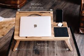 Wooden Laptop Standmacbook Standlaptop Desklaptop Etsy In 2020 Wooden Laptop Stand Laptop Stand Laptop Stand Bed