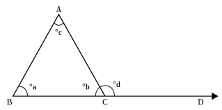 Here is a video tutorial on how to find the measure of the exterior angle of a triangle. Exterior Angle Theorem Wikipedia