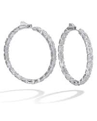 Black And White Diamond Hoop Earrings Large Baguette Diamond Hoop Earrings Turgeon Raine White Gold Hoop Earrings Hoop Earring Sets White Gold Hoops